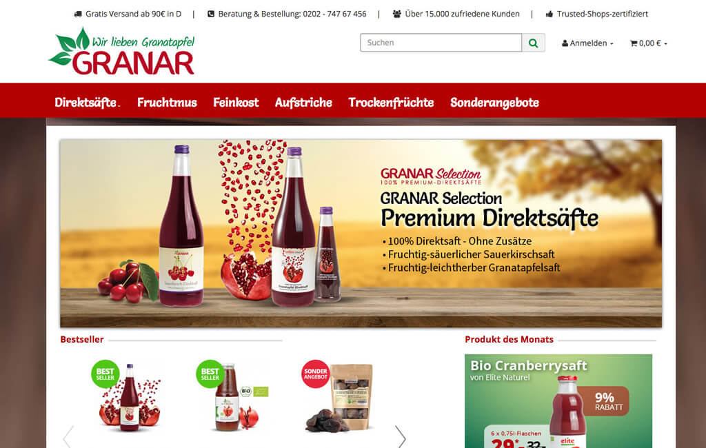 JTL-Shop Startseite Granar