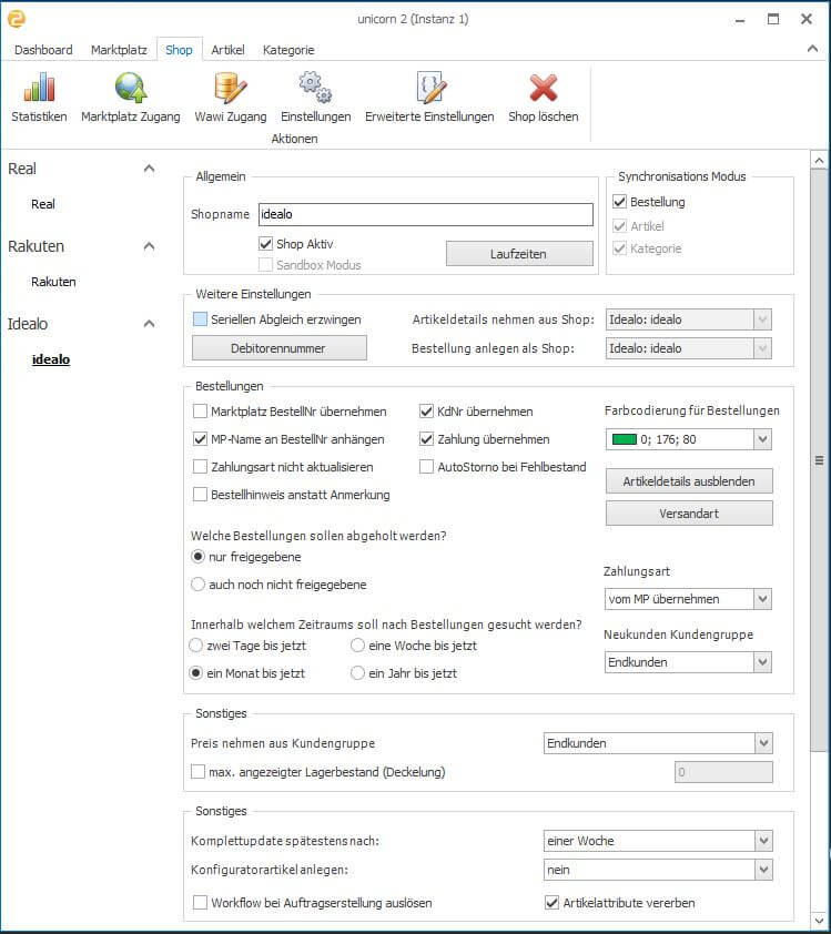 Marktplatz einrichten marcos software Technologiepartner JTL