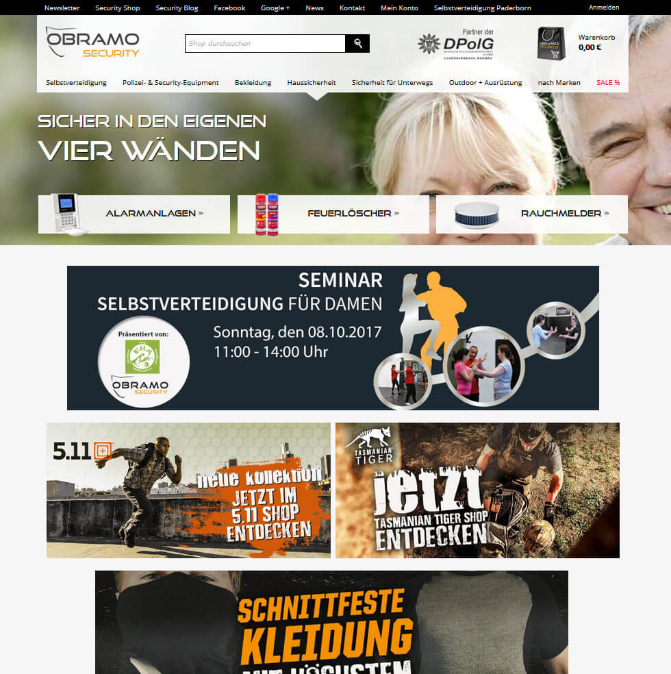 JTL-Shop Startseite Obramo-Security