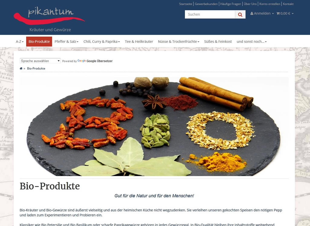 Kategorieansicht im Pikantum-Shop