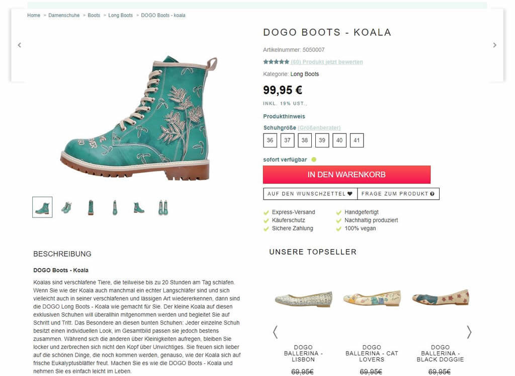 Ansicht Produktdetail DoGo-Shoes