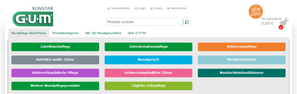Farbschema zur Orientierung im Shop