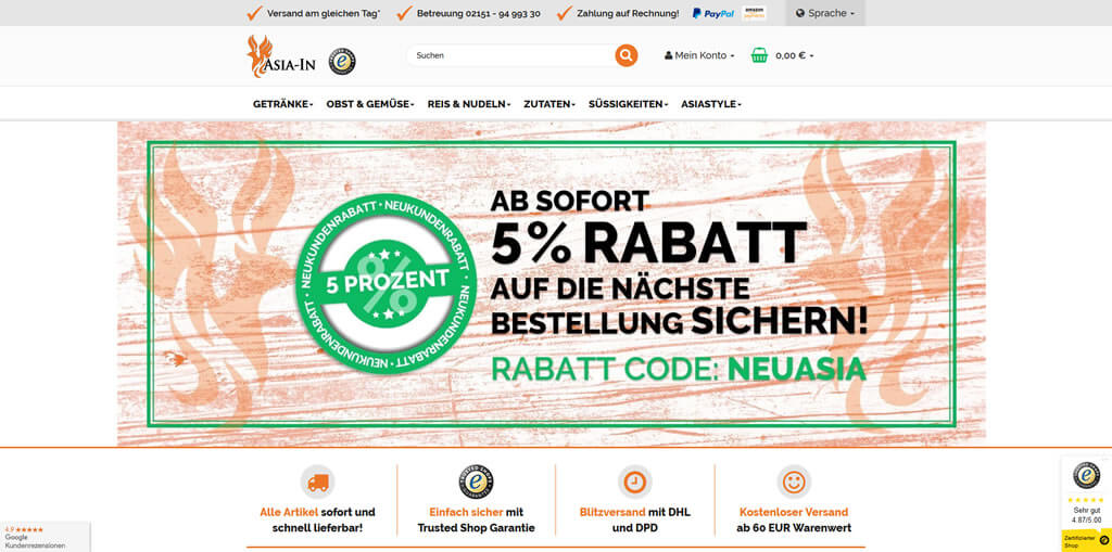 JTL-Shop Startseite Asia-In