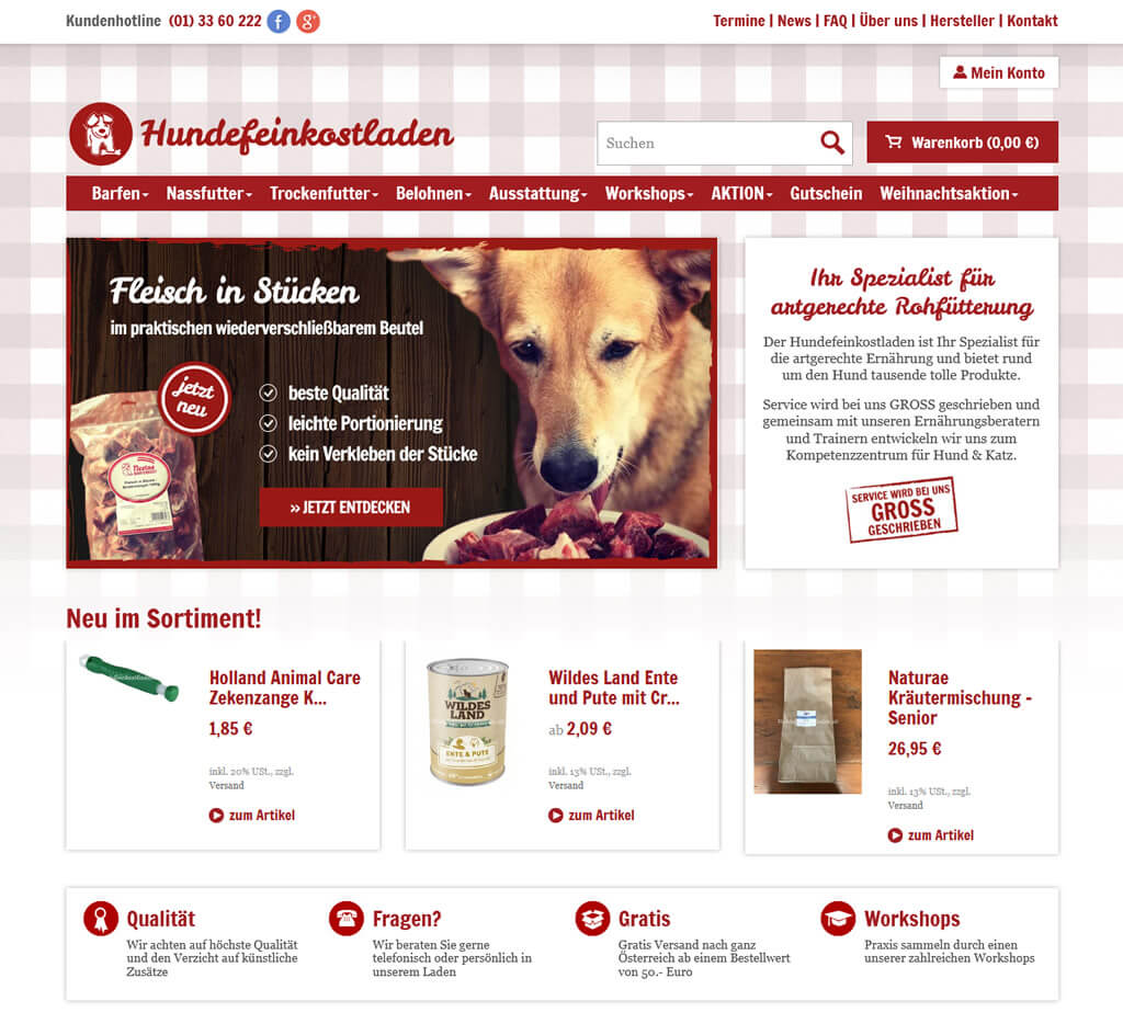 Hundefeinkostladen Startseite JTL-Shop