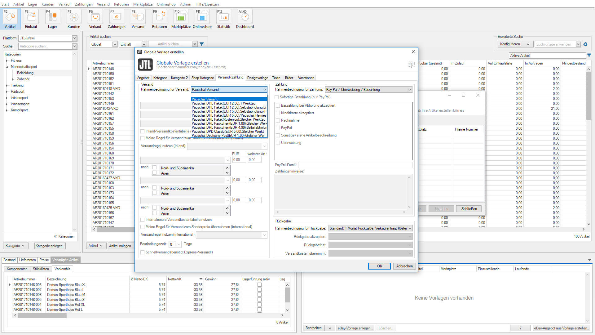 JTL Technologiepartner EBay Rahmenbedingungen