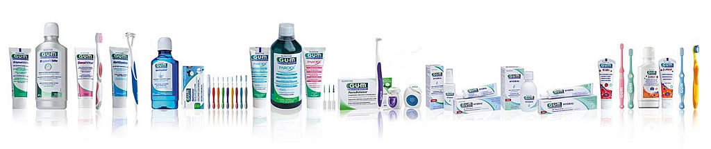 Sortiment zur Zahnpflege von Sunstar GUM