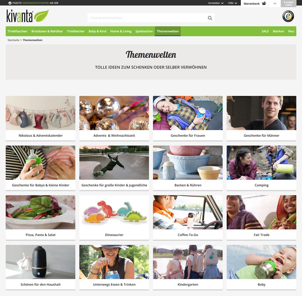 Themenwelten im Kivanta-Shop