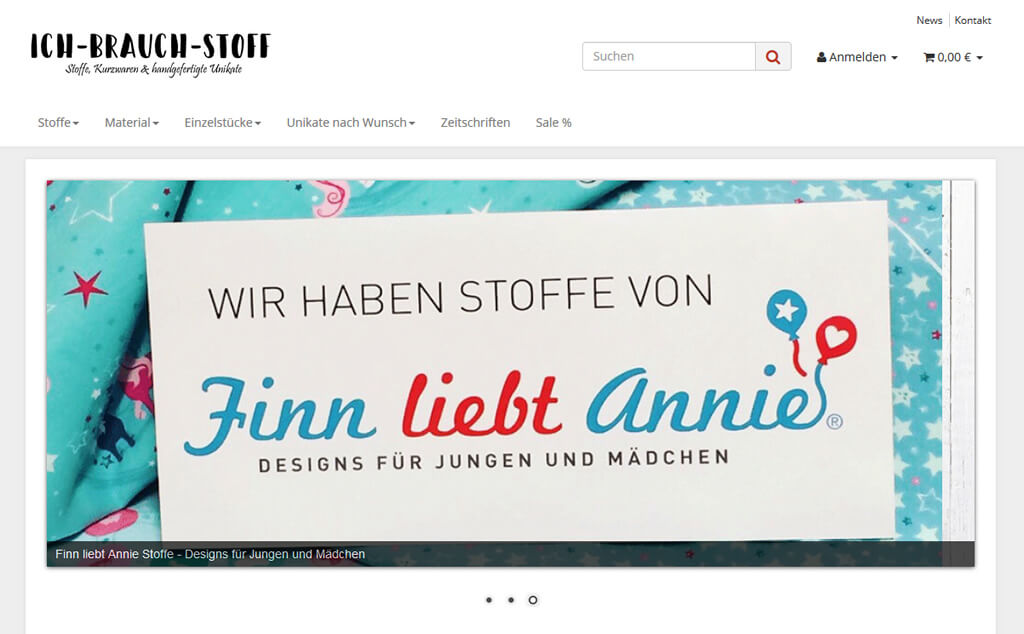 JTL-Shop Startseite Ich brauch Stoff.de
