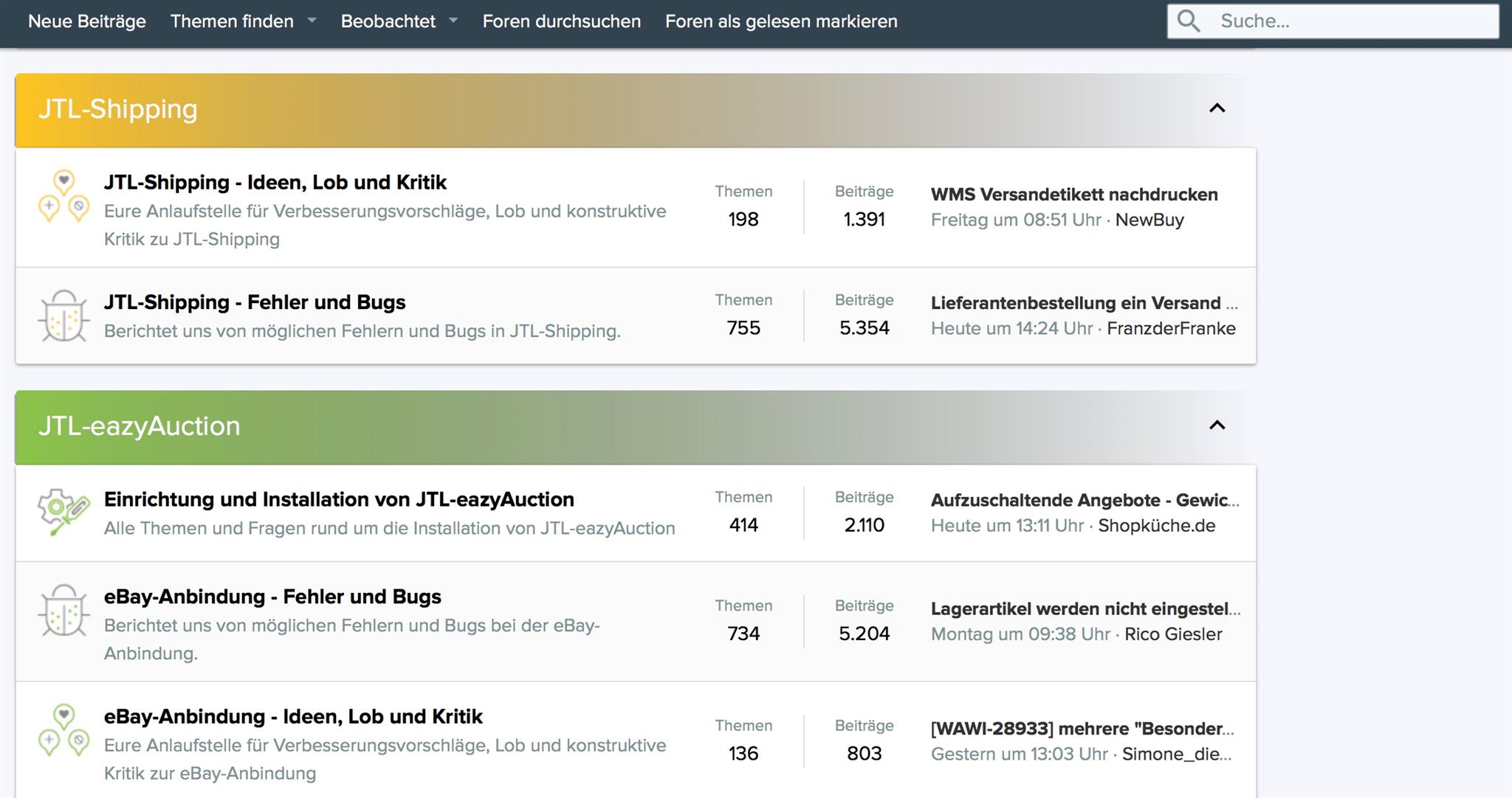 Neuer Bereich JTL-Shipping im Forum