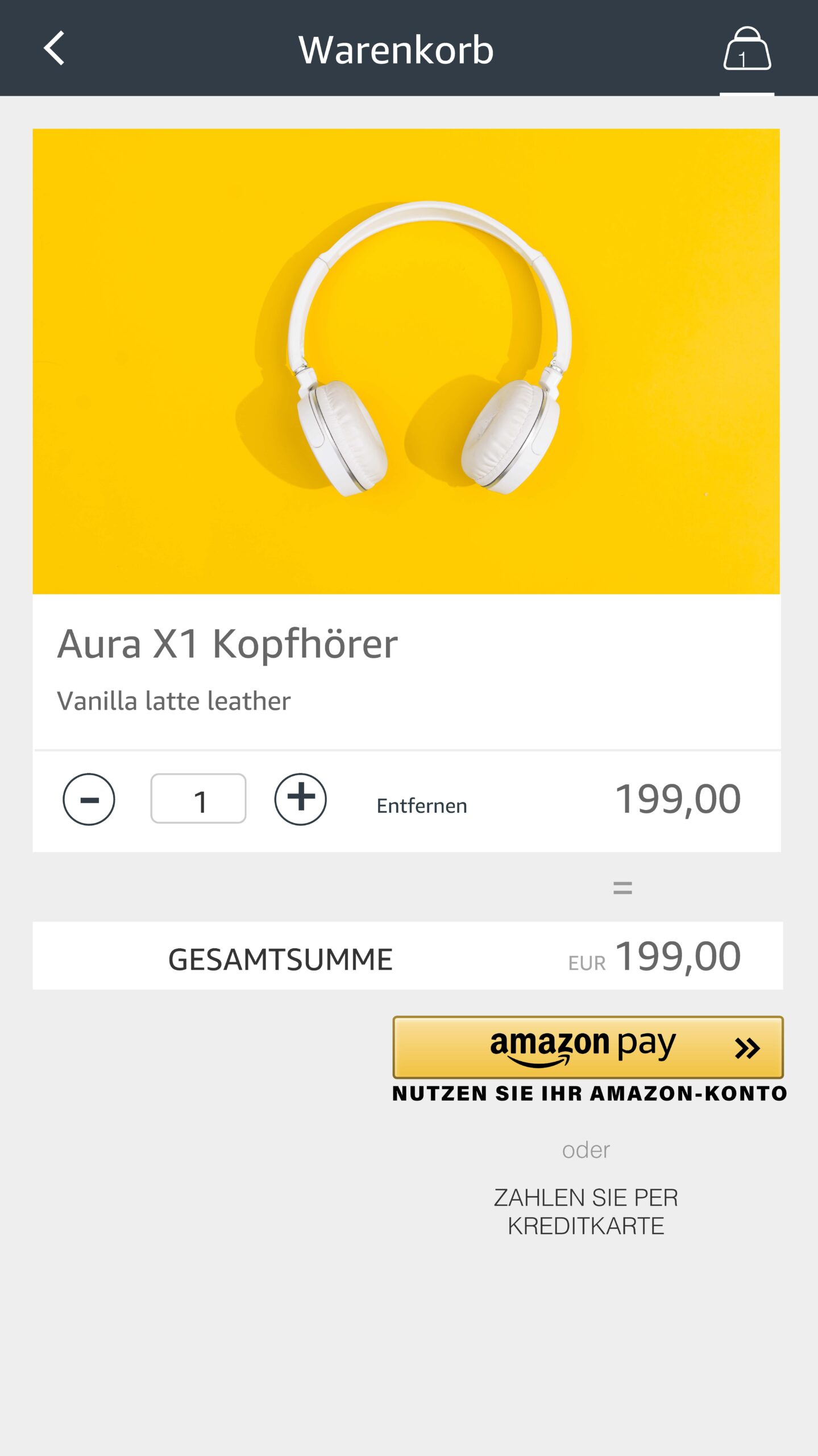 Amazon Pay Ansicht Warenkorb