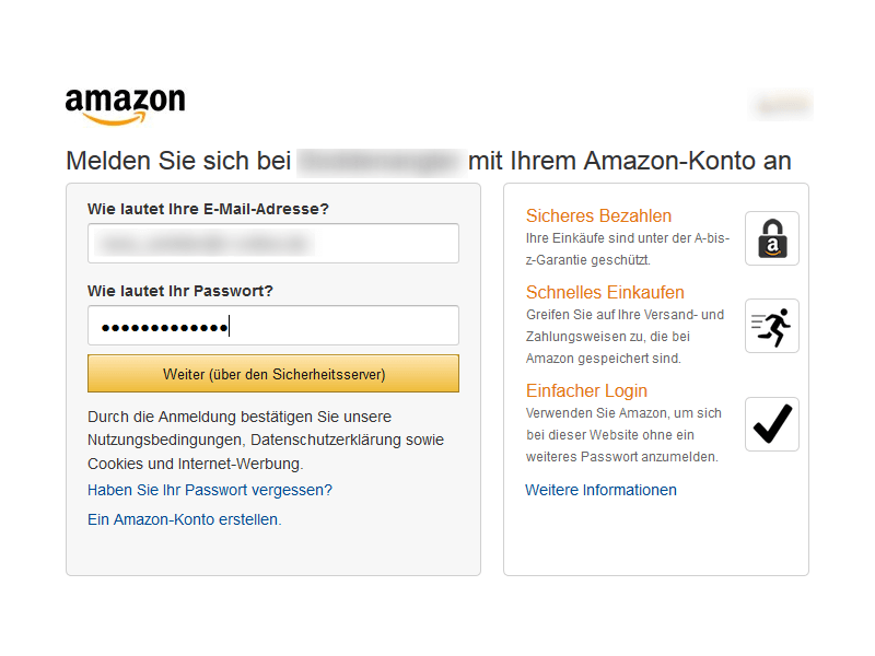 JTL Technologiepartner Amazon Pay Login