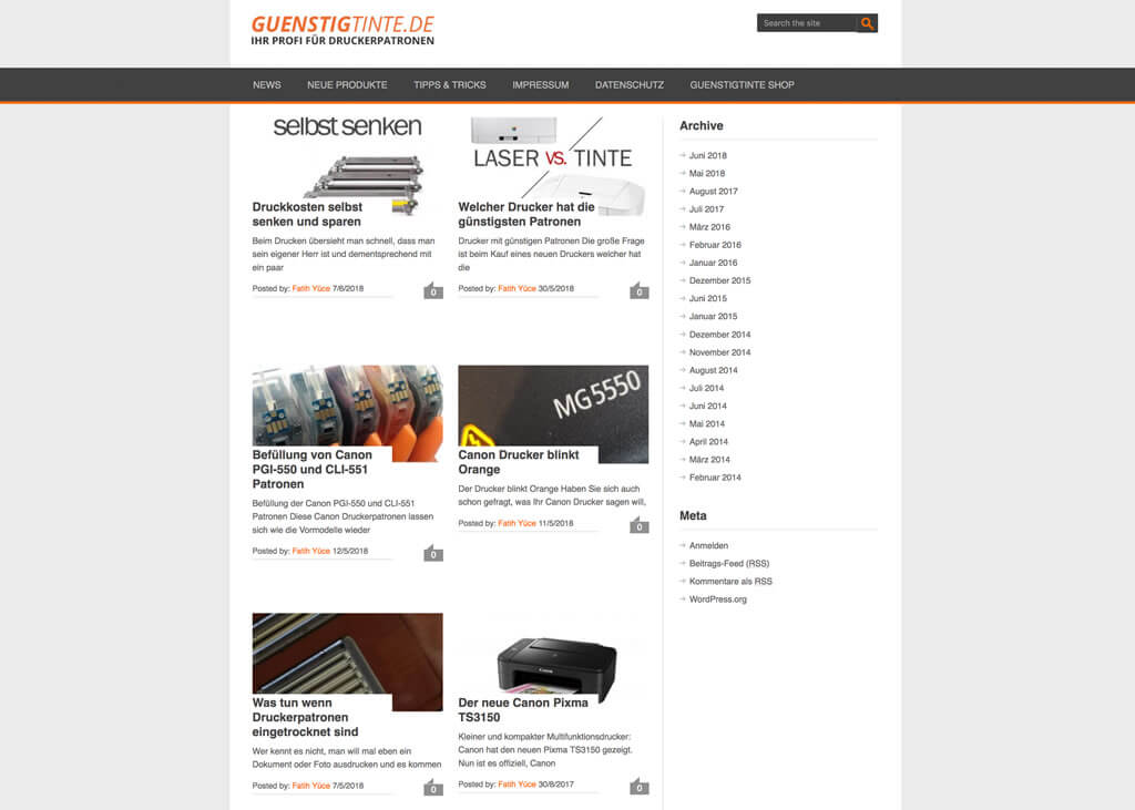 Aktuelle Kundennews bei Guenstigtinte