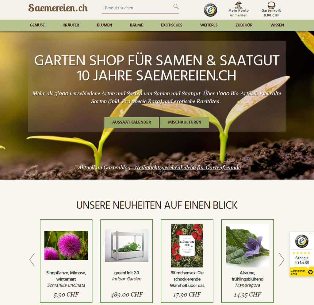 JTL-Shop Startseite Saemereien