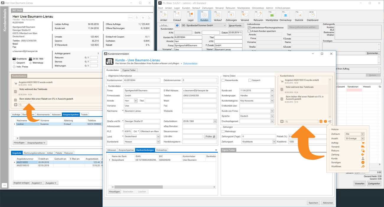 Kundenhistorie in JTL-Wawi