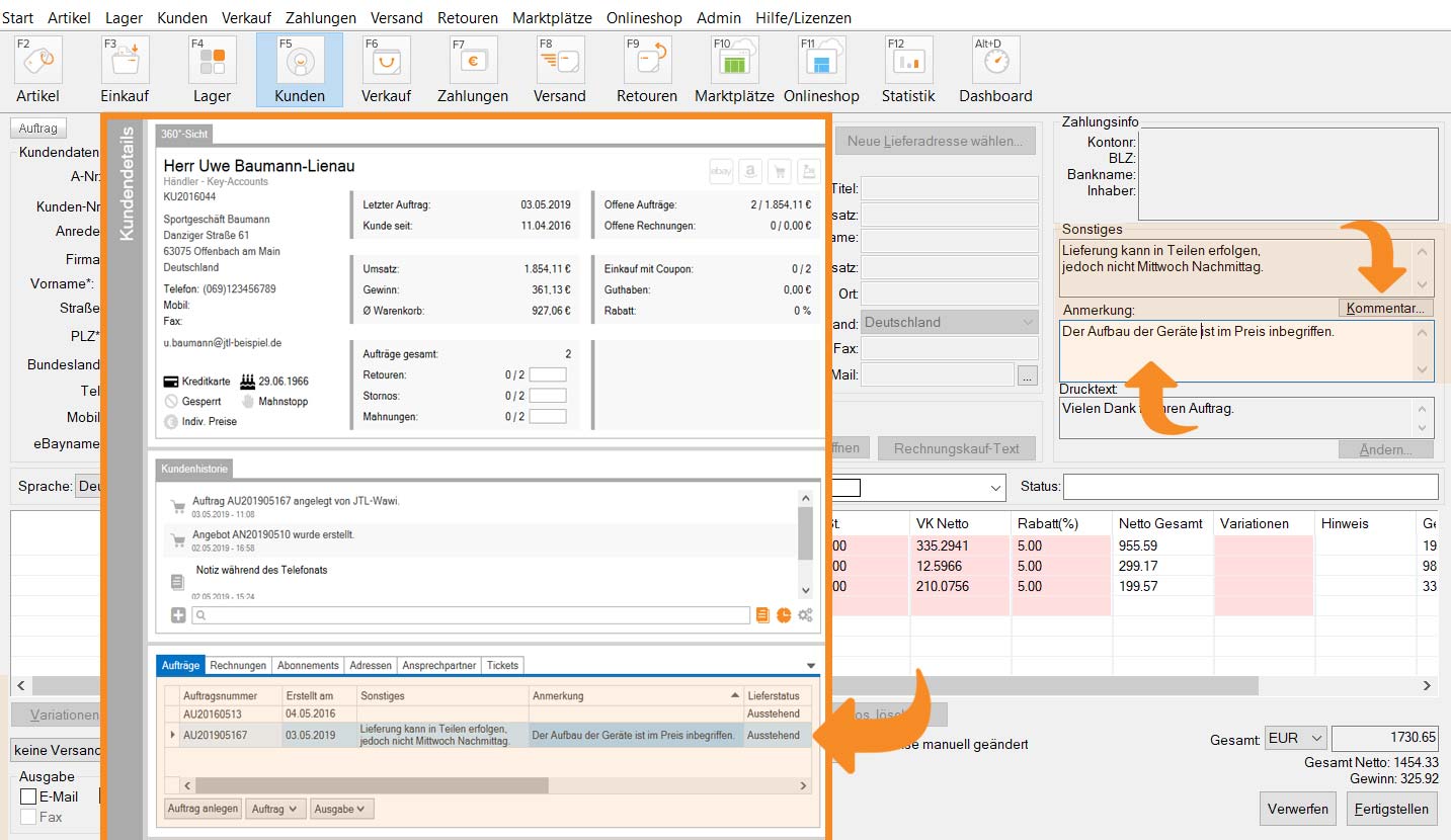 Die Anzeige der Notizen im Widget