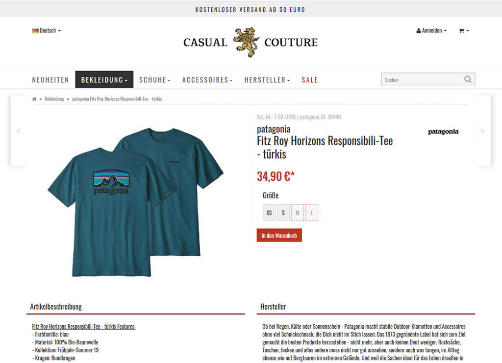 JTL-Shop Produktansicht CasualCouture