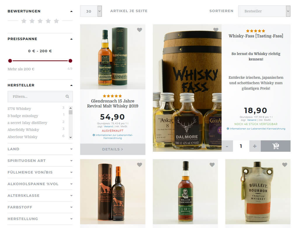 JTL-Shop Rum & Co - Kategorieansicht