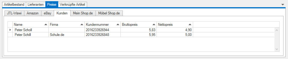 Kundenindividuelle Preise einsehen