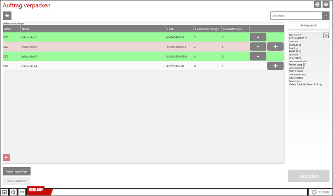 Einzelaufträge verpacken mit JTL-Packtisch+