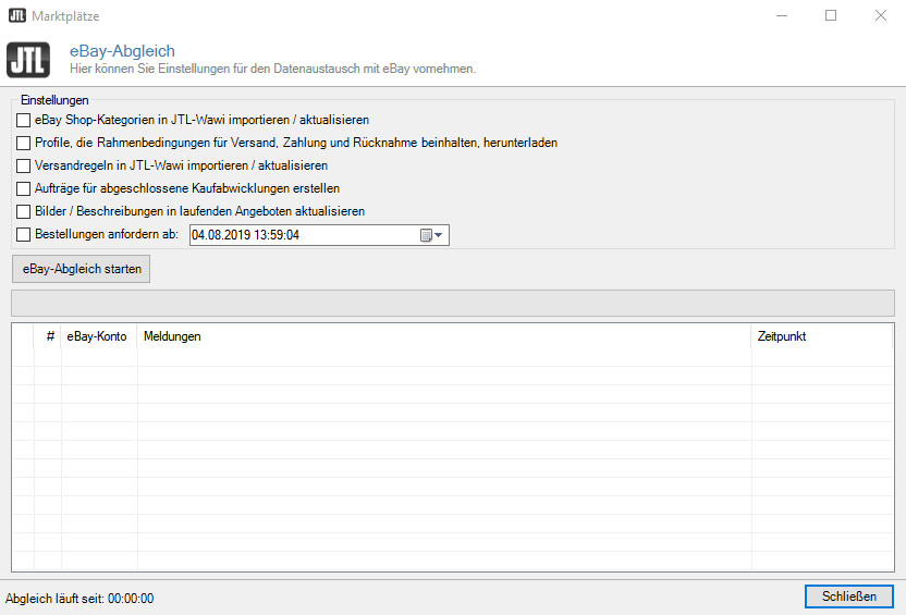 ebay Bestellabgleich in JTL-Wawi
