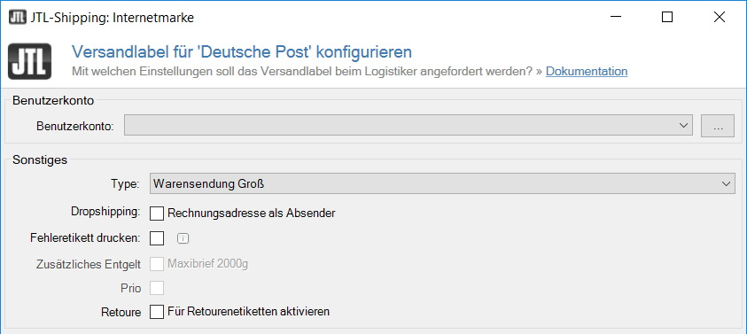 Versandlabel für Deutsche Post konfigurieren