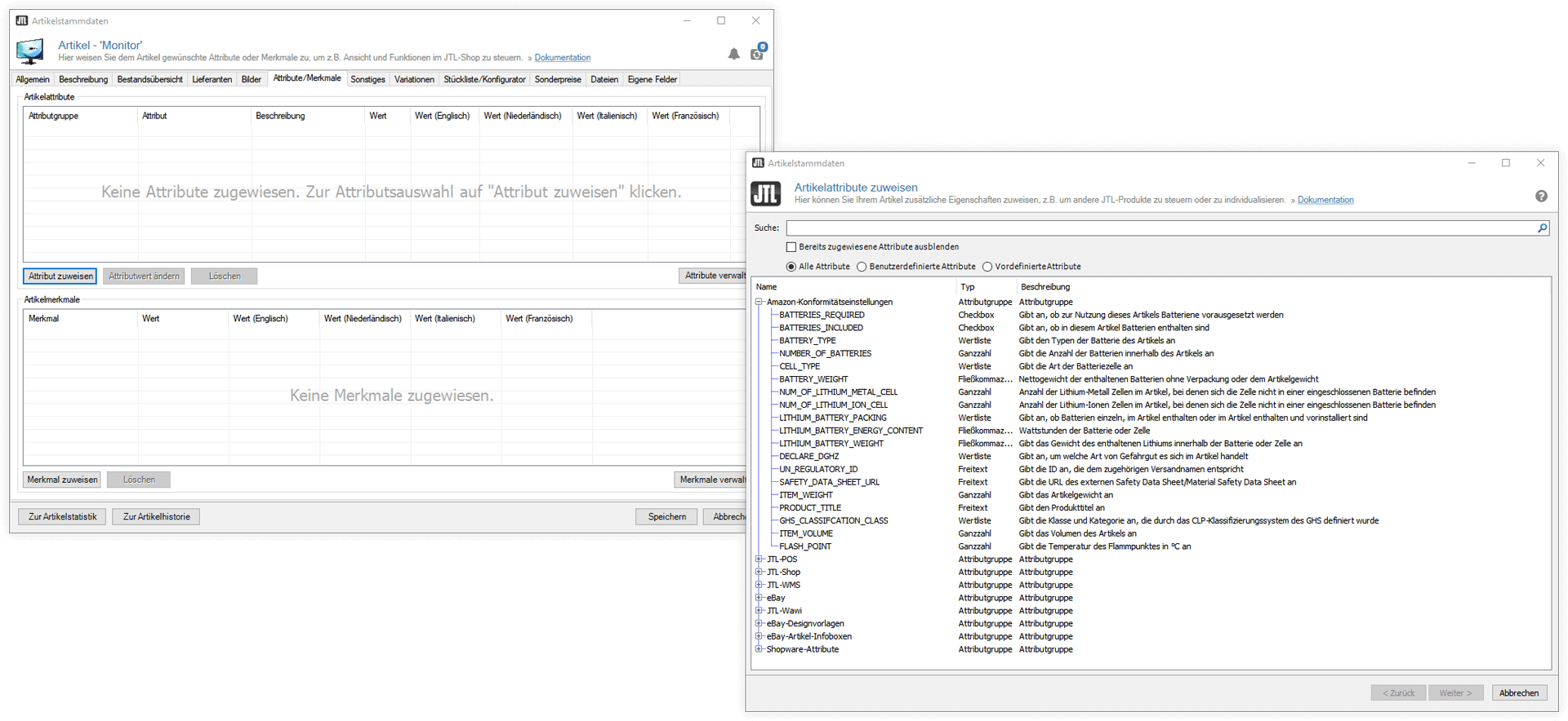 Konformitätseinstellungen