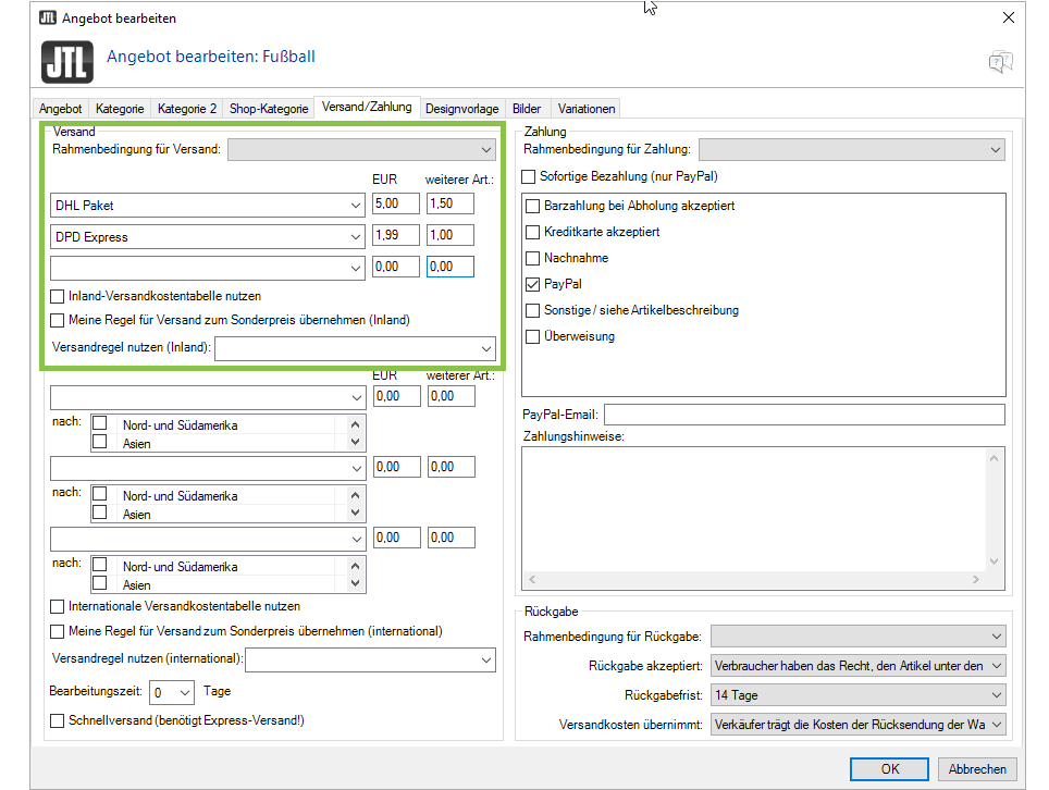 Sport Freizeit Marktplaetze Versandkonditionen