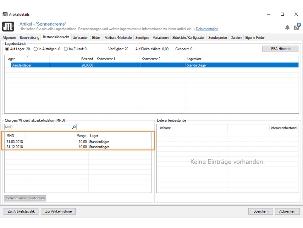 Beauty Kosmetik JTL-Wawi Haltbarkeit Charge