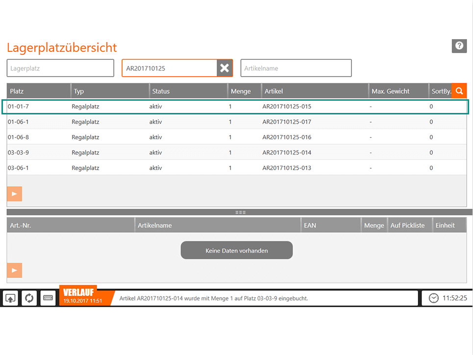 Mode Accessoires JTL-WMS Lagerbestand Variationen