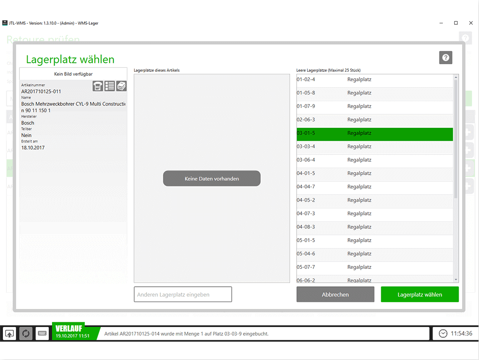 Mode Accessoires JTL-WMS Retourenabwicklung