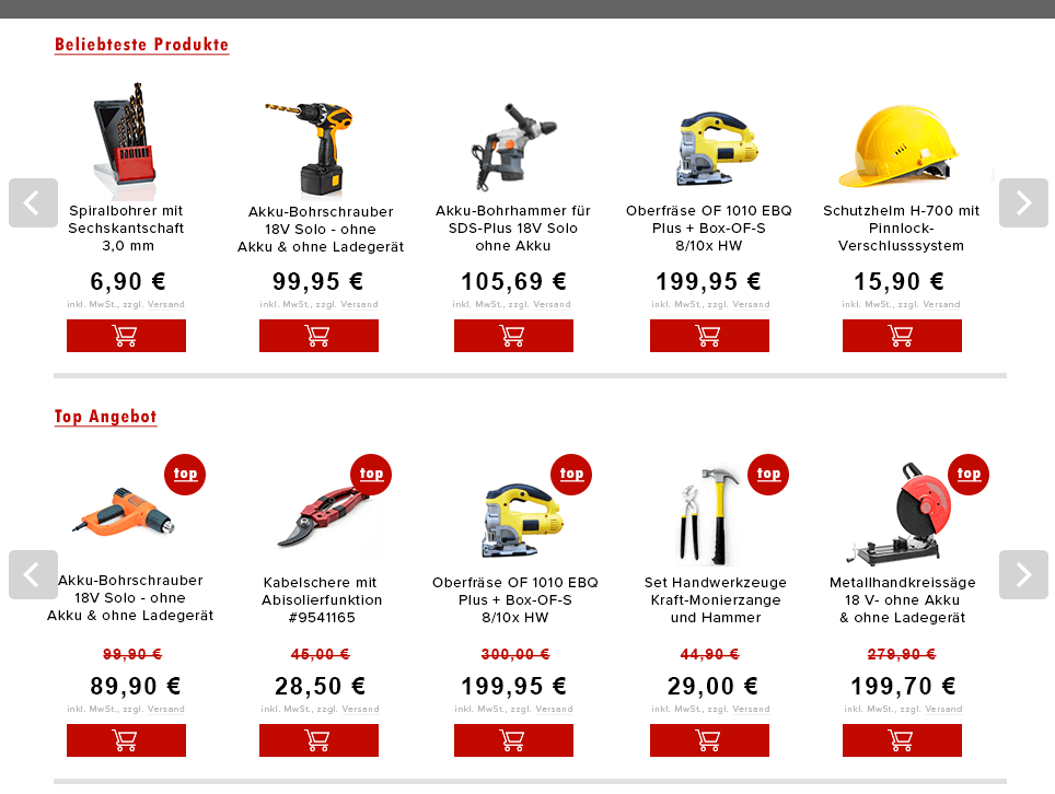 Werkzeug Maschinen JTL-Shop Automatische Listen