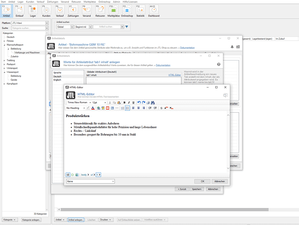 Werkzeug Maschinen JTL-Shop Produktreiter
