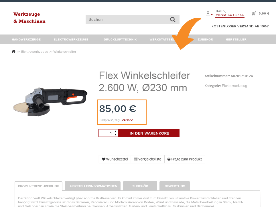 Werkzeug Maschinen JTL-Wawi Individuelle Kundenpreise