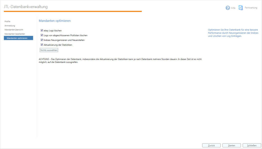 Jtl Datenbank Mandanten Optimieren Blog