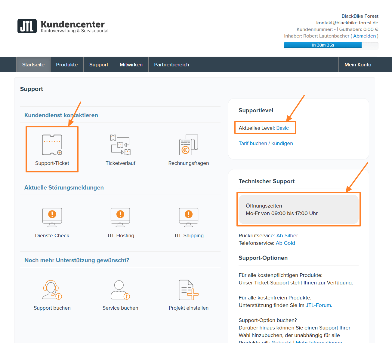 Support JTL-Kundencenter - Schritt 3