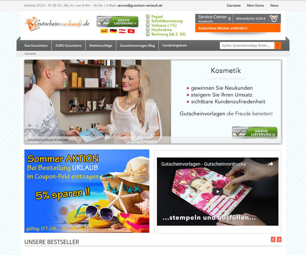 JTL-Shop Startseite Gutschein verkauft