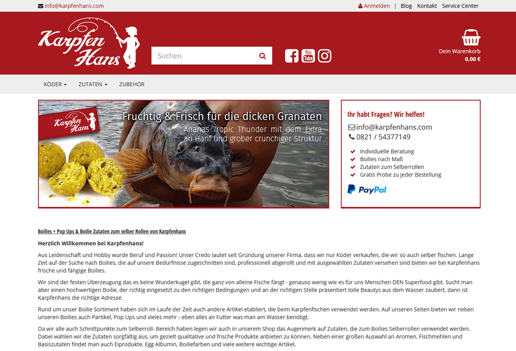 JTL-Shop Startseite Karpfenhans