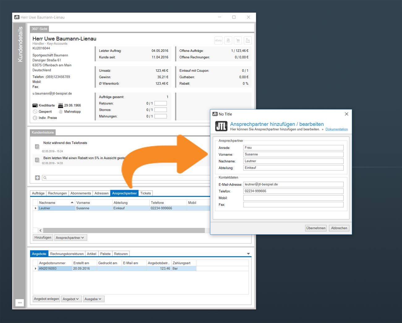 Kunde kann mehrere Ansprechpartner haben