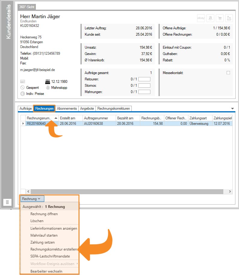 Rechnungen korrigieren