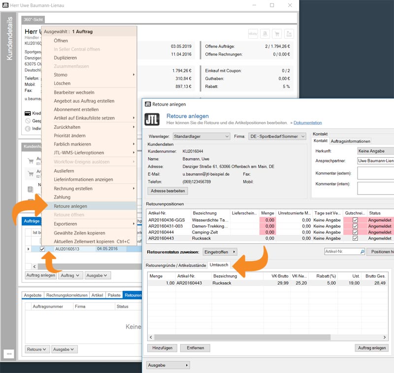 Artikel retournieren
