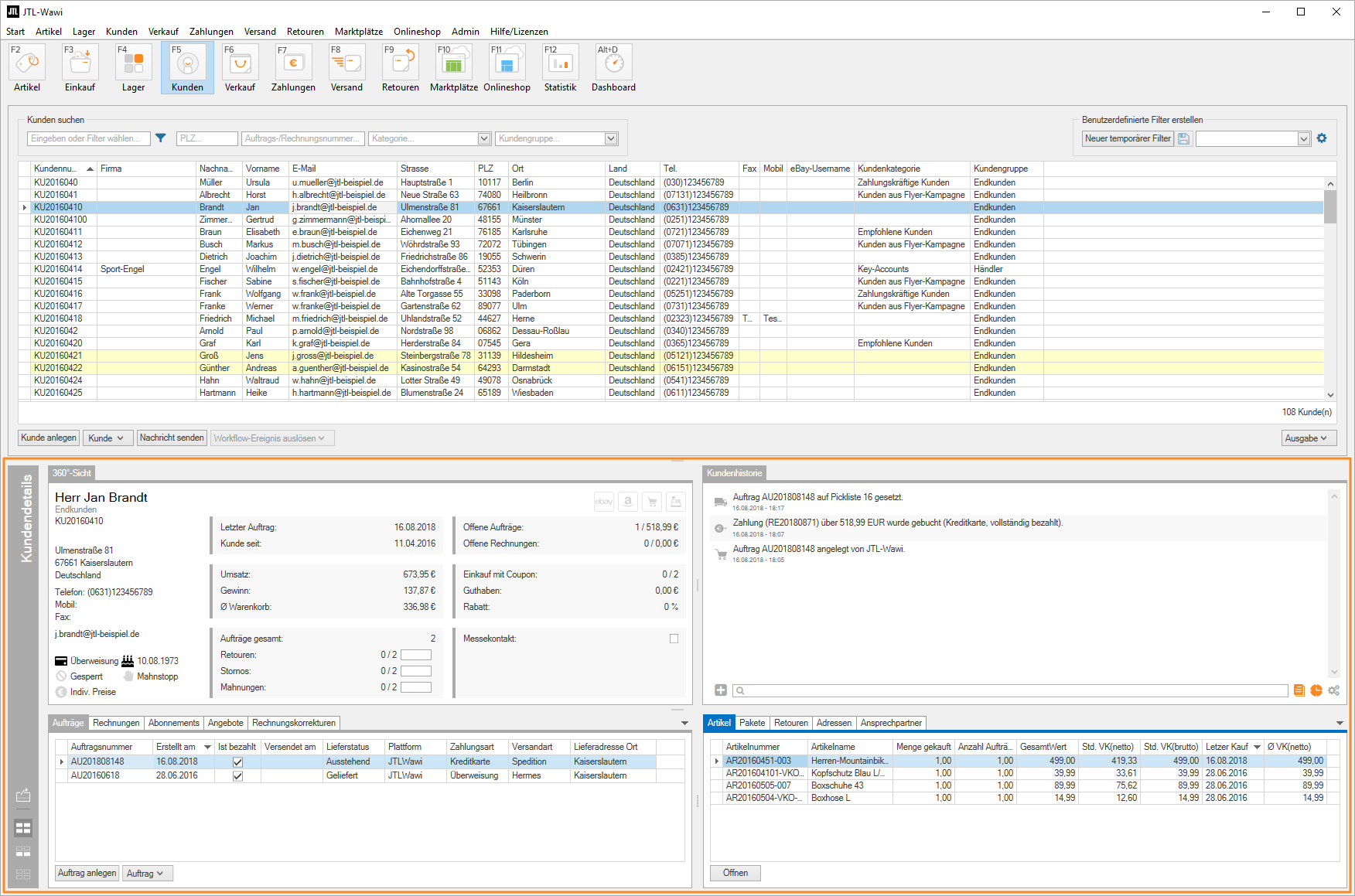Überblick über neue Kundenverwaltung in JTL-Wawi 1.4