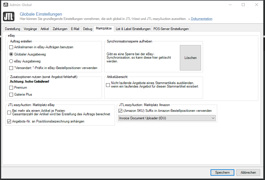 Integration des Amazon Invoice Document Uploader in JTL-Wawi