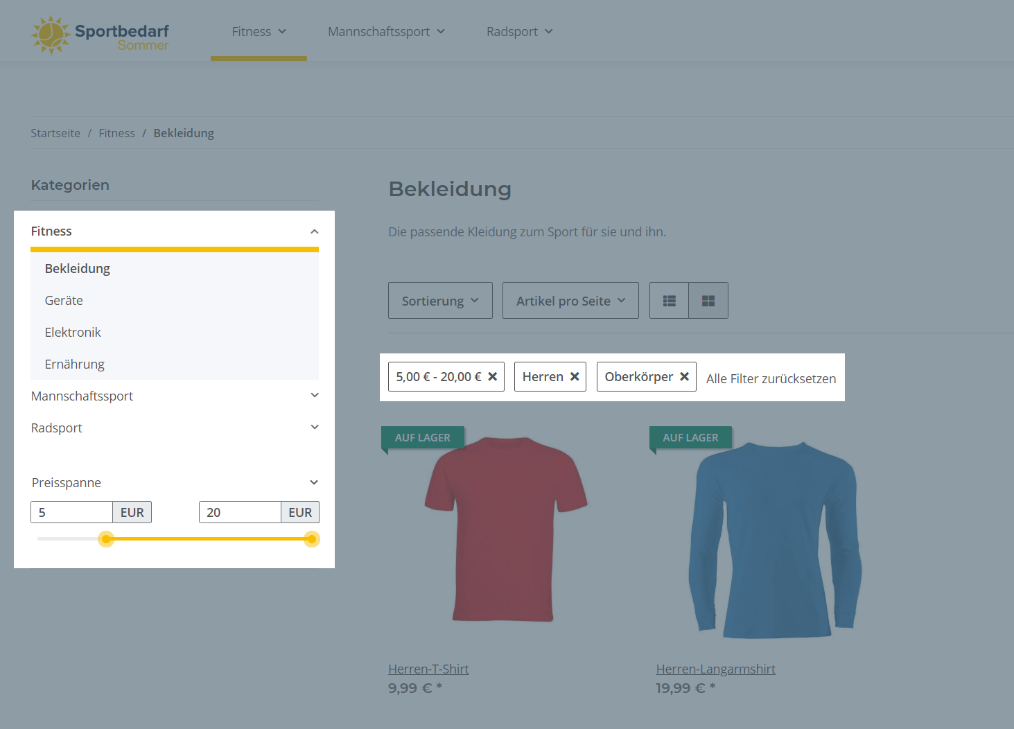 Artikelfilter JTL-Shop 5