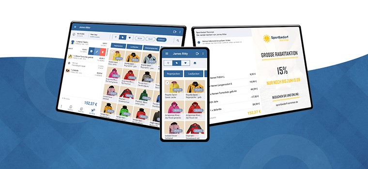 JTL-POS auf drei unterschiedlichen Devices wie Tablet und Smartphone