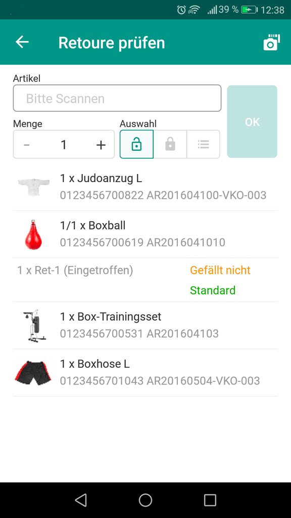 JTL-WMS Mobile Retourenabwicklung