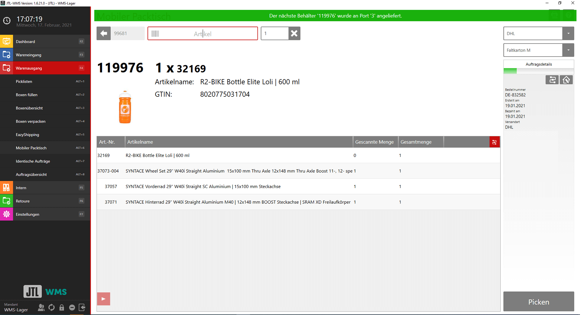 JTL-WMS Pick Pack Autostore