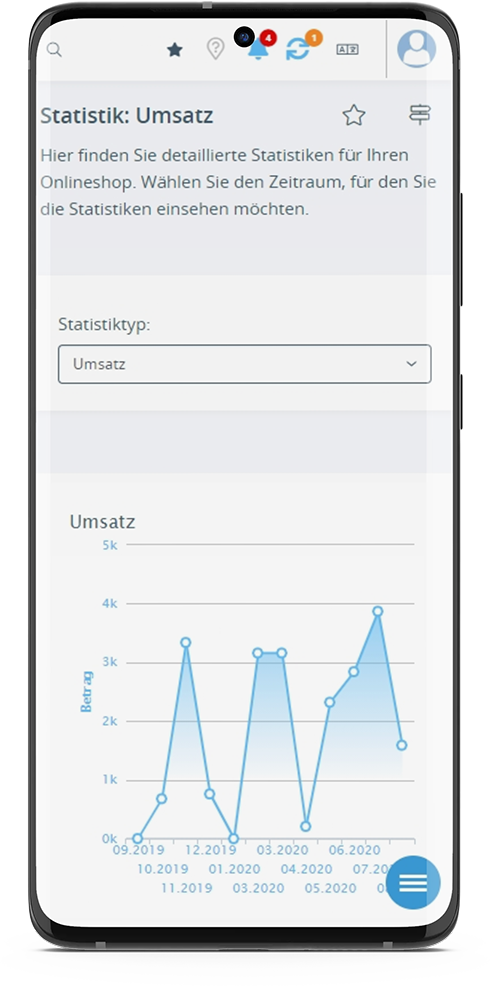 Mobile Ansicht Statistik Umsatz Backend JTL-Shop 5