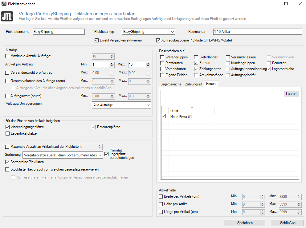 Picklistenvorlagen anlegen/ bearbeiten JTL-Wawi 1.5
