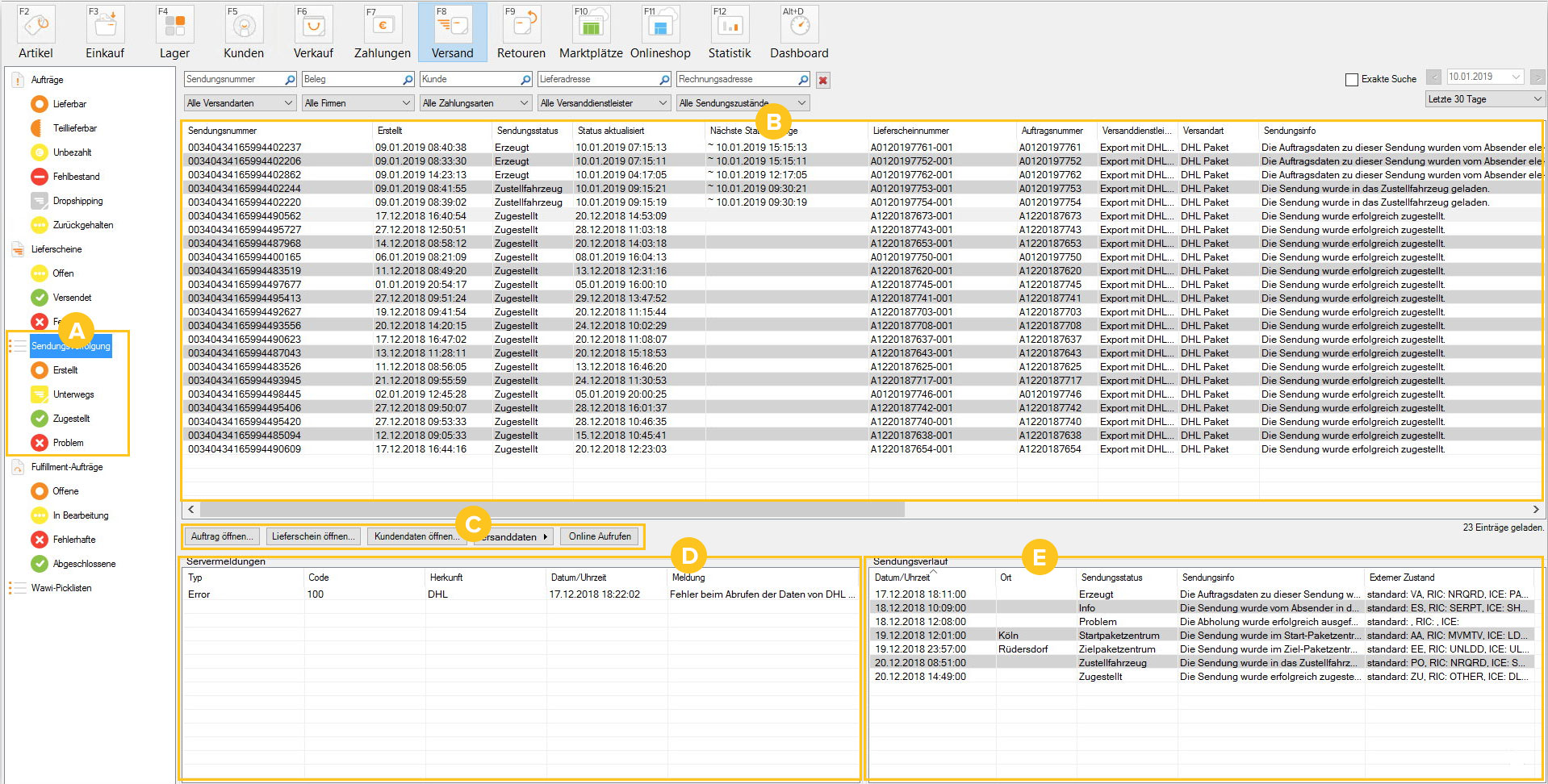 Pakete mit JTL-Track&Trace nachverfolgen