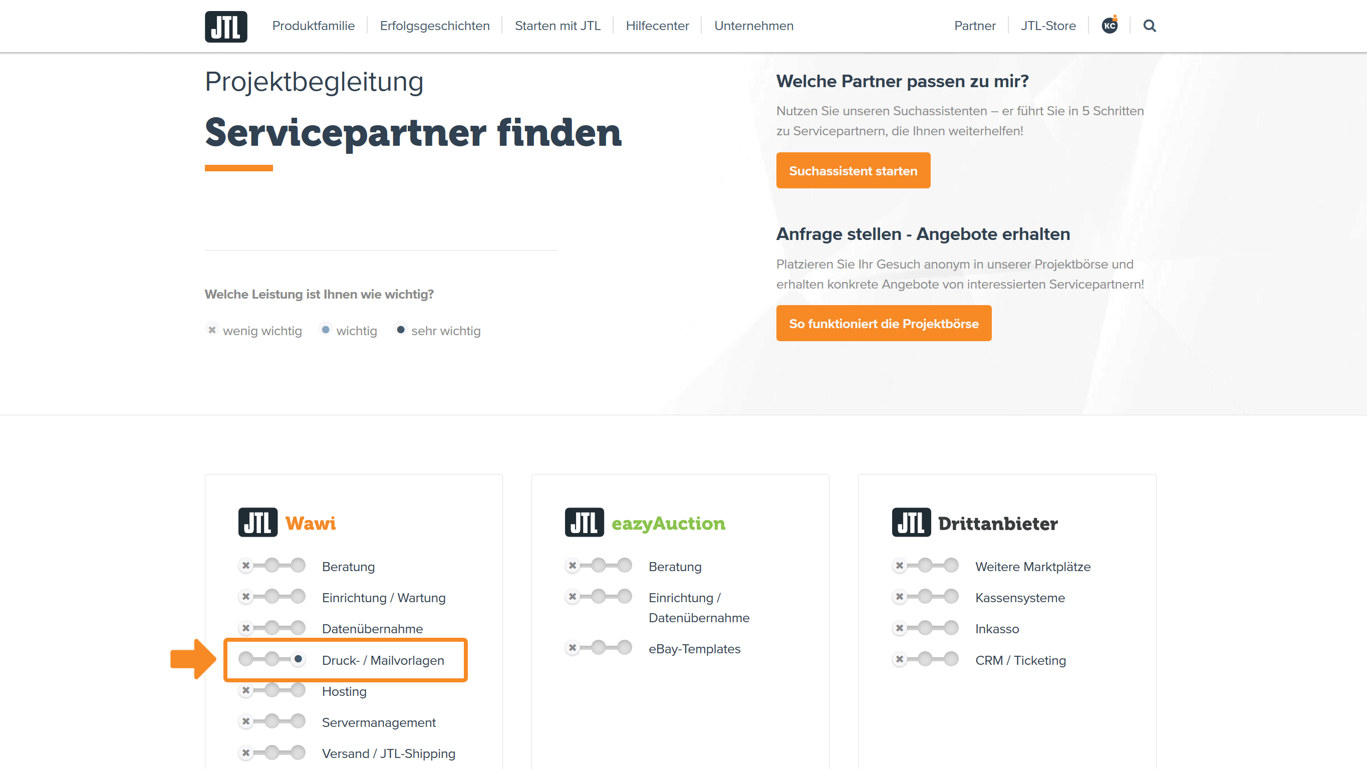 Servicepartner Suche: Druck & Mail Vorlagen